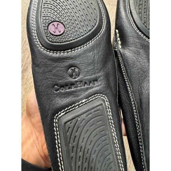 Cole Haan Sz 7 AA 7AA Black Tasseled Mules Slides Driving Loafer Flats Women - Picture 5 of 9